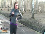 Fucking a busty babe outdoors in the park