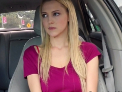 Busty american stranded teen fucked in car