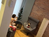 My nude girlfriend doing Christmas decorations naked