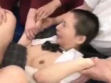 Japanese Gangbang In Classroom Head Shaved While Fucked